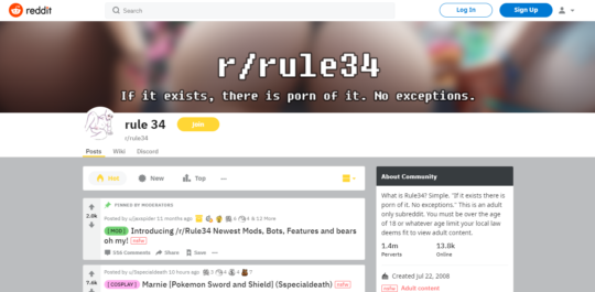 Reddit Rule 34